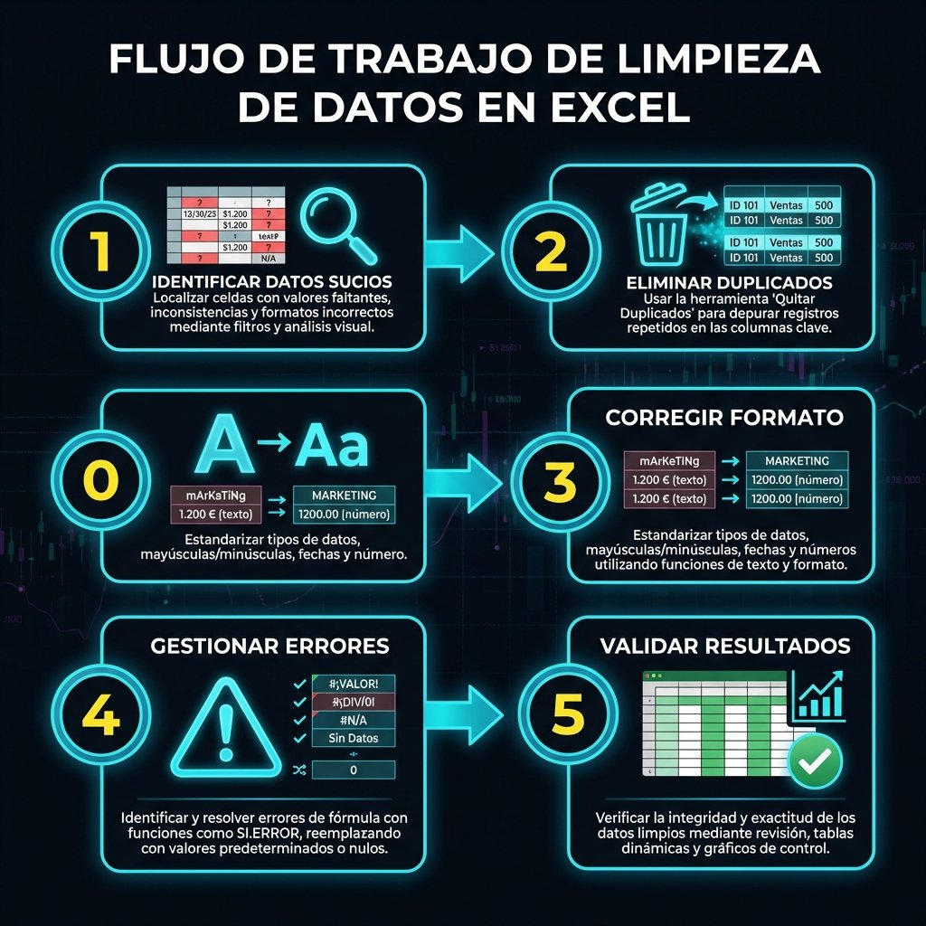 Flujo de trabajo de limpieza de datos en Excel