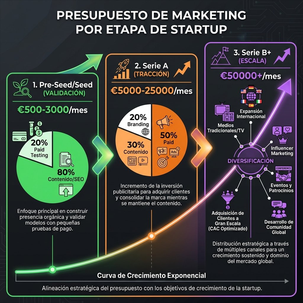 Presupuesto de marketing por etapa de startup