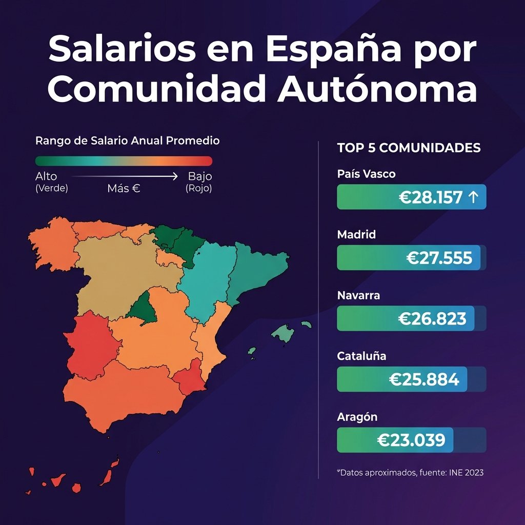 Mapa de salarios por comunidad autónoma